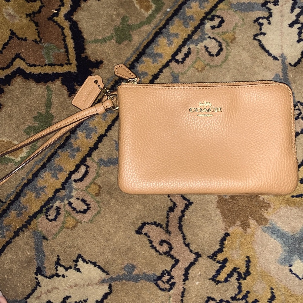 COACH pebble leather wristlet
